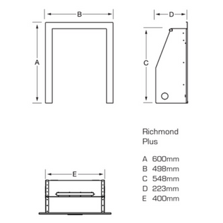 Richmond Plus Open Fronted 16" Hearth Inset Coal Gas Fire - Flavel