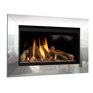 Rocco HE Glass Fronted Wall Inset Log Effect Gas Fire - Flavel