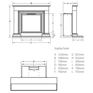 Sophia Slimline Balanced Flue Gas Fire and Marble Fireplace Suite - Flavel
