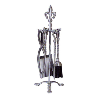 Fleur-de-lys Companion Set Brushed Steel - Manor