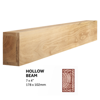 Hollow Beam Solid Oak Fireplace Beam Complete with Easy-Fix Kit - Focus Fireplaces
