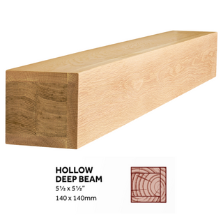 Hollow Deep Beam Solid Oak Fireplace Beam Complete with Easy-Fix Kit - Focus Fireplaces