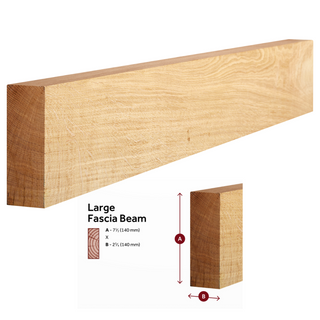 Large Fascia Beam Solid Oak Fireplace Beam Complete with Easy-Fix Kit - Focus Fireplaces
