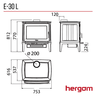 E-30 L Ecodesign Woodburning Stove - Hergom