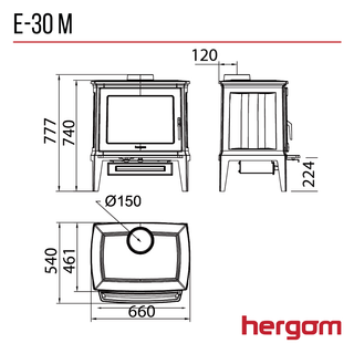 E-30 M 9.5kW Ecodesign Woodburning Stove - Hergom