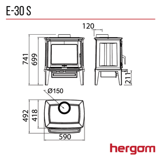 E-30 S Ecodesign Woodburning Stove - Hergom