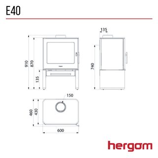 E-40 9kW Ecodesign Woodburning Stove - Hergom