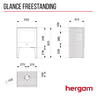 Glance Free-Standing 7.5kW Ecodesign Woodburning Stove - Hergom