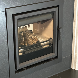 Ex-Display Hersham 54" Carrara Marble Honed Granite Ecostar Inset 5kW Woodburner Fireplace Suite