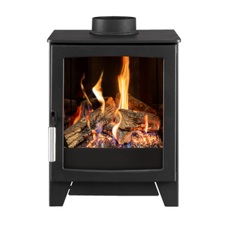 Aspect 4 3kW Gas Stove HE Glass Fronted Log Effect Free Standing Gas Fire - Hunter Gas