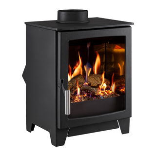 Aspect 4 3kW Gas Stove HE Glass Fronted Log Effect Free Standing Gas Fire - Hunter Gas