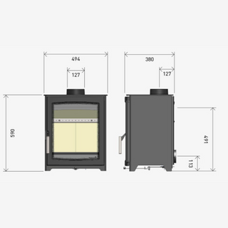 Aspect 5 Eco 5kW Wood Burning Solid Fuel Freestanding Stove - Hunter Stoves Parkray