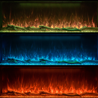 Hunter Electric 3-Sided Media Wall Electric Fire With Real Log Bed