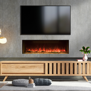 Hunter Electric 3-Sided Media Wall Electric Fire With Real Log Bed