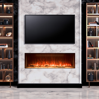 Hunter Electric 3-Sided Media Wall Electric Fire With Real Log Bed