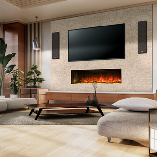 Hunter Electric 3-Sided Media Wall Electric Fire With Real Log Bed