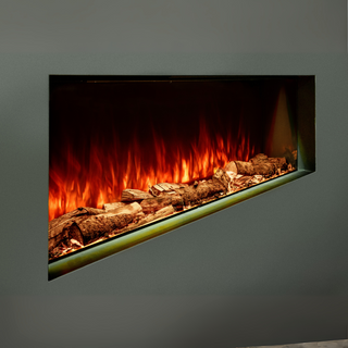Hunter Electric 3-Sided Media Wall Electric Fire With Real Log Bed