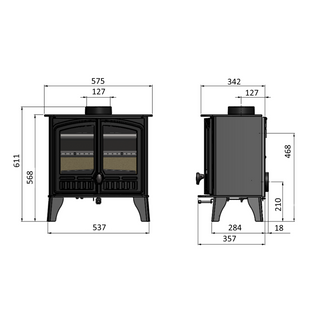 Eco Herald 5 Slimline Wood Burning Freestanding Stove - Hunter Stoves
