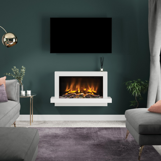 Pryzm Huxton Timber Wall Mounted Fire and Fireplace Suite