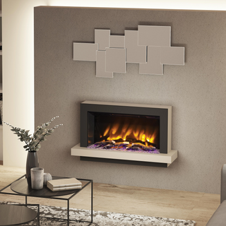 Pryzm Huxton Timber Wall Mounted Fire and Fireplace Suite