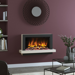 Pryzm Huxton Timber Wall Mounted Fire and Fireplace Suite