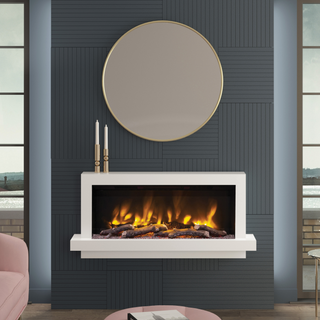 Pryzm Huxton Timber Wall Mounted Fire and Fireplace Suite