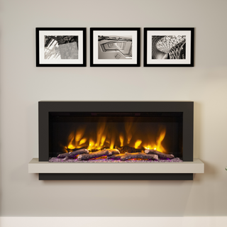 Pryzm Huxton Timber Wall Mounted Fire and Fireplace Suite