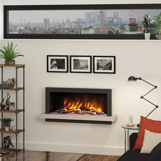 Pryzm Huxton Timber Wall Mounted Fire and Fireplace Suite