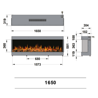 Ilektro Landscape MK3 (950, 1250, 1650, 2000, 2600) Media Wall Electric Fire - Ilektro