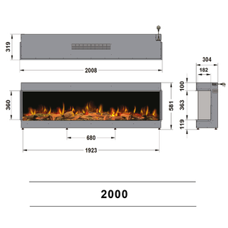 Ilektro Landscape MK3 (950, 1250, 1650, 2000, 2600) Media Wall Electric Fire - Ilektro