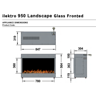 Ilektro Landscape MK3 (950, 1250, 1650, 2000, 2600) Media Wall Electric Fire - Ilektro