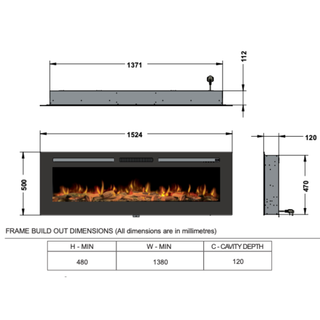 IS60 Slimline 1524 Landscape Electric Fire - Ilektro
