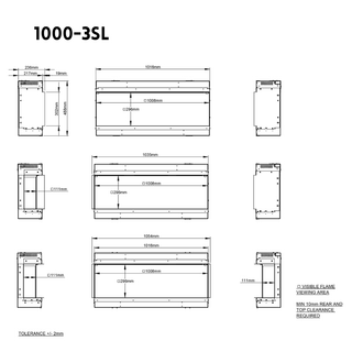Invision 3SL 3-Sided Media Wall Electric Fire (1000, 1250) - Flare