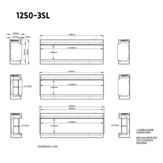 Invision 3SL 3-Sided Media Wall Electric Fire (1000, 1250) - Flare