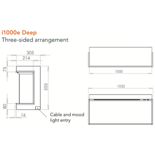 iRange Deep 3-Sided Media Wall Electric Fire (100, 125, 150, 180, 220) - Charlton & Jenrick