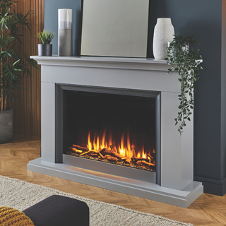 Amalfi Flat-To-Wall Electric Fire and Fireplace Suite - Katell Italia