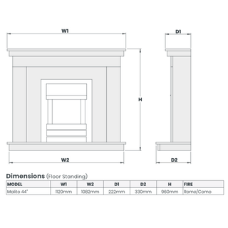 Malito Opulus Flat-To-Wall Electric Fire and Fireplace Suite - Katell Italia