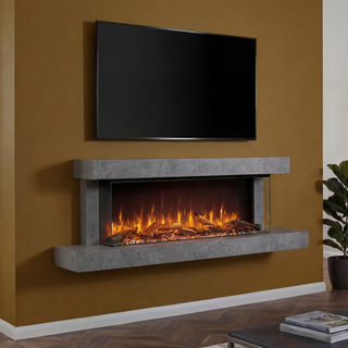 Cento Slim Wall Mounted Electric Fire and Fireplace Suite - Katell Italia