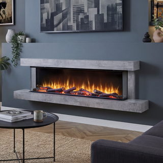 Cento Deep Wall Mounted Electric Fire and Fireplace Suite - Katell Italia