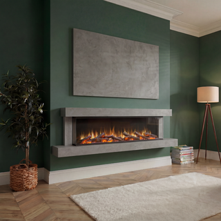 Cento Deep Wall Mounted Electric Fire and Fireplace Suite - Katell Italia