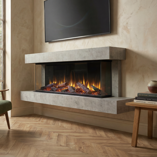 Cento Deep Wall Mounted Electric Fire and Fireplace Suite - Katell Italia