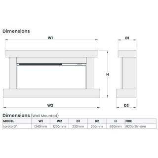Loreto Wall Mounted Electric Fireplace Suite - Katell Italia