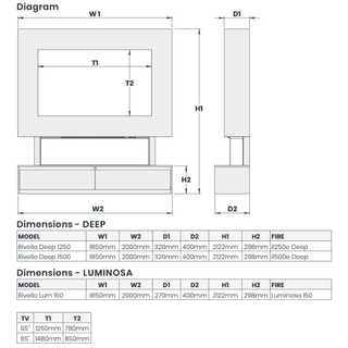 Rivello Media Wall Electric Fireplace Suite - Katell Italia
