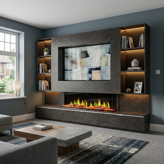 Triora Media Wall Electric Fireplace Suite - Katell Italia