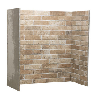 Beige brick chamber lining set on white wall