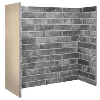 Grey brick bond chamber lining panels on white screen