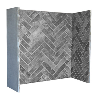 Grey herringbone chamber lining set on white wall