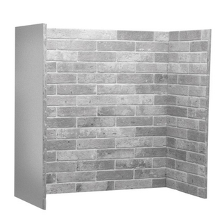 Grey brick bond chamber lining set on white wall