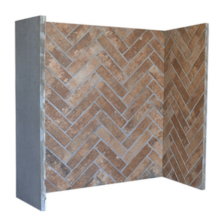 Sunset red herringbone chamber lining set on white wall