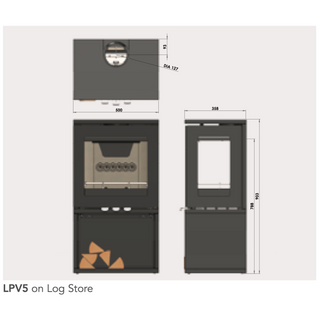 Purevision Linear LPV5 3-Sided 5kW Wood Burning Stove